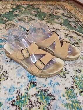 Dansko Dayna Tan Suede Slide Sandal Vibram Soles, Size Womens EU 39 US 8-8.5